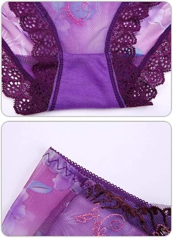 Rose Lace Embroidered Flower Panties Feminine Translucent Low Waist Ladies Briefs in Saudi Arabia