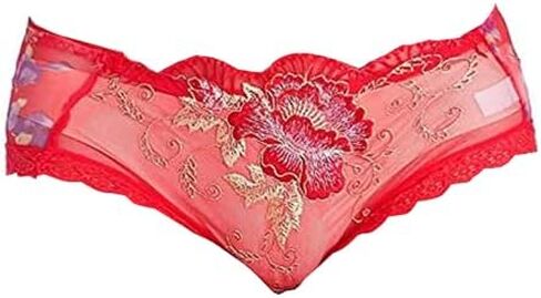 Rose Lace Embroidered Flower Panties Feminine Translucent Low Waist Ladies Briefs in Saudi Arabia