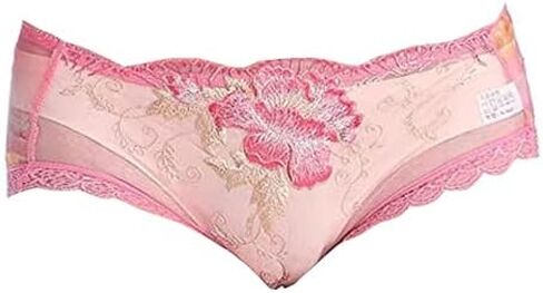Rose Lace Embroidered Flower Panties Feminine Translucent Low Waist Ladies Briefs in Saudi Arabia