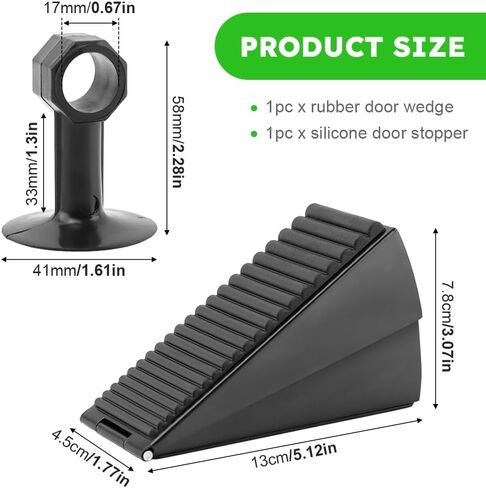 قطعتان من إسفين الباب المطاطي وسدادة الباب من السيليكون، 3 بوصة عالية الأمان ومنخفضة الضوضاء على الأرض، إسفين معدني شديد التحمل لإيقاف الباب لأسفل الباب، يناسب أي فجوة باب ثقيلة in Kuwait