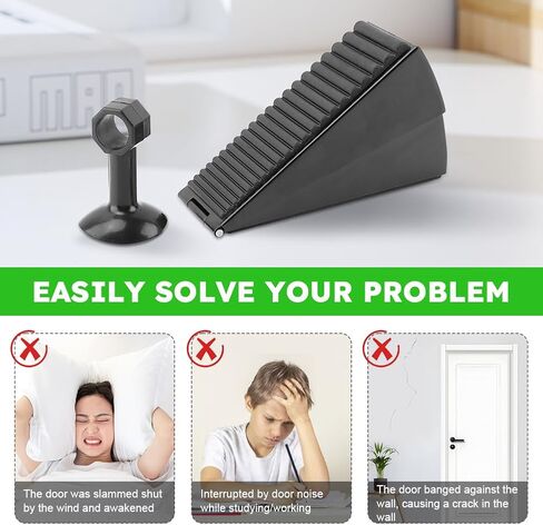 قطعتان من إسفين الباب المطاطي وسدادة الباب من السيليكون، 3 بوصة عالية الأمان ومنخفضة الضوضاء على الأرض، إسفين معدني شديد التحمل لإيقاف الباب لأسفل الباب، يناسب أي فجوة باب ثقيلة in Kuwait