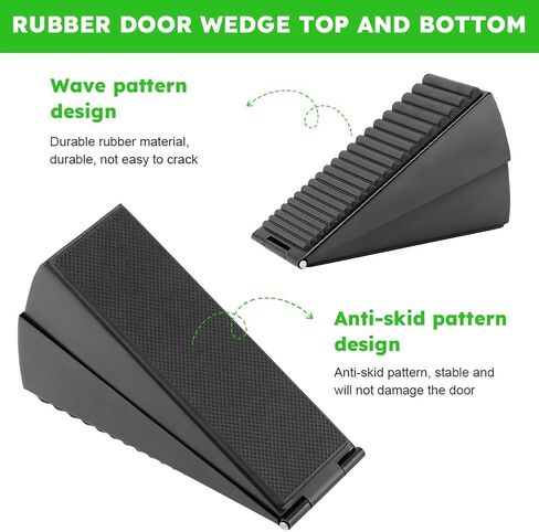 قطعتان من إسفين الباب المطاطي وسدادة الباب من السيليكون، 3 بوصة عالية الأمان ومنخفضة الضوضاء على الأرض، إسفين معدني شديد التحمل لإيقاف الباب لأسفل الباب، يناسب أي فجوة باب ثقيلة in Kuwait