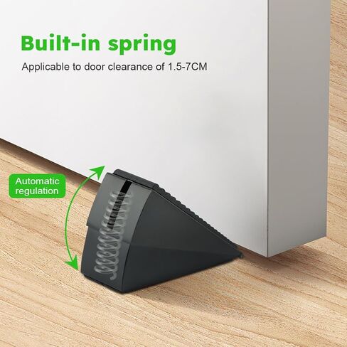 قطعتان من إسفين الباب المطاطي وسدادة الباب من السيليكون، 3 بوصة عالية الأمان ومنخفضة الضوضاء على الأرض، إسفين معدني شديد التحمل لإيقاف الباب لأسفل الباب، يناسب أي فجوة باب ثقيلة in Kuwait