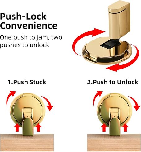 KERUI Height Adjustable Mechanical Door Stop for Door Gaps from 0.4 to 0.8 Inches. Mechanical Floor Mounted Door Stopper，Keep Door Open for Home, Apartment (1, Gold) in Saudi Arabia