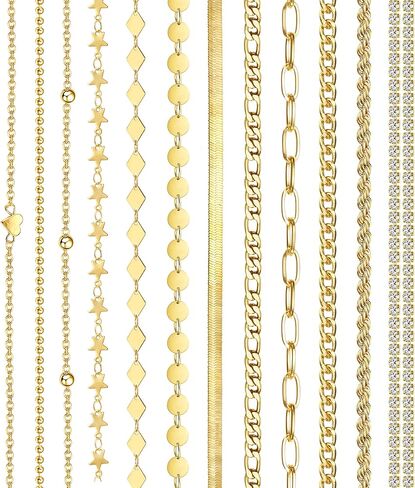 HAIAISO 12Pcs Waist Chain for Women Beach Bikini Belly Chain Rhinestone Beads Waist Chain Sexy Gold Body Chains Jewelry for Summer in Saudi Arabia