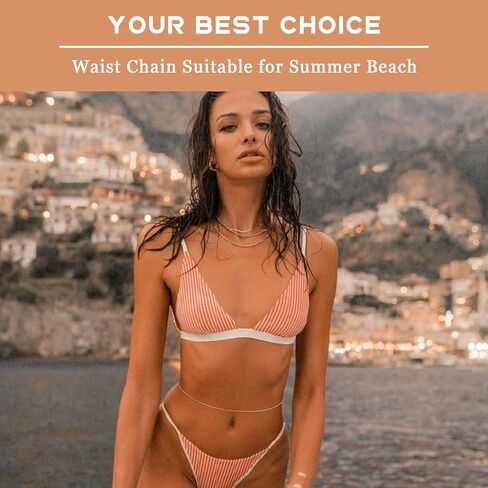 HAIAISO 12Pcs Waist Chain for Women Beach Bikini Belly Chain Rhinestone Beads Waist Chain Sexy Gold Body Chains Jewelry for Summer in Saudi Arabia