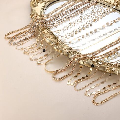 HAIAISO 12Pcs Waist Chain for Women Beach Bikini Belly Chain Rhinestone Beads Waist Chain Sexy Gold Body Chains Jewelry for Summer in Saudi Arabia