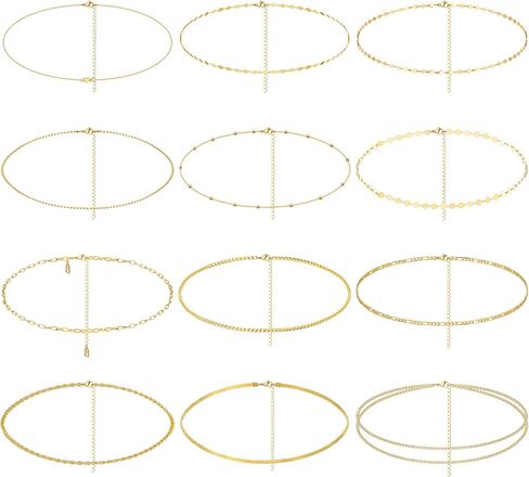 HAIAISO 12Pcs Waist Chain for Women Beach Bikini Belly Chain Rhinestone Beads Waist Chain Sexy Gold Body Chains Jewelry for Summer in Saudi Arabia