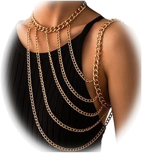 Multi-Layered Upper Arm Chain Bracelet Simple Metal Tassel Shoulder Body Chain Necklace Jewelry Wedding Shoulder Back Chain Festival Upper Arm Bracelet Body Accessory for Women in Saudi Arabia
