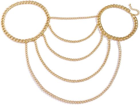 Multi-Layered Upper Arm Chain Bracelet Simple Metal Tassel Shoulder Body Chain Necklace Jewelry Wedding Shoulder Back Chain Festival Upper Arm Bracelet Body Accessory for Women in Saudi Arabia