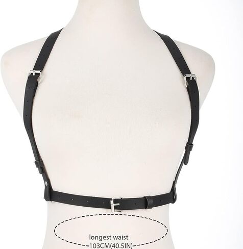 Goth Leather Body Chain Black Red Body Belts Sexy Body Harness Adjustable Waist Belts Party Body Accessories for Women in Saudi Arabia