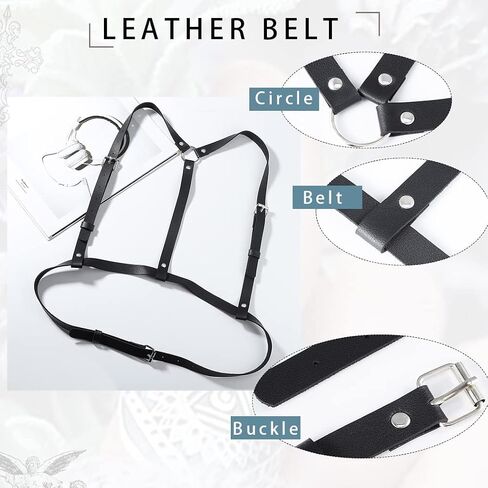 Goth Leather Body Chain Black Red Body Belts Sexy Body Harness Adjustable Waist Belts Party Body Accessories for Women in Saudi Arabia