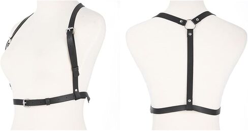 Goth Leather Body Chain Black Red Body Belts Sexy Body Harness Adjustable Waist Belts Party Body Accessories for Women in Saudi Arabia