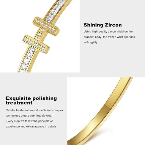 سوار مطلي بالذهب عيار 18 قيراط مرصع بالزركونيا المكعبة وحزام من الألماس للنساء in Kuwait