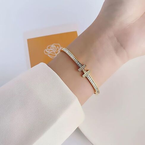 سوار مطلي بالذهب عيار 18 قيراط مرصع بالزركونيا المكعبة وحزام من الألماس للنساء in Kuwait