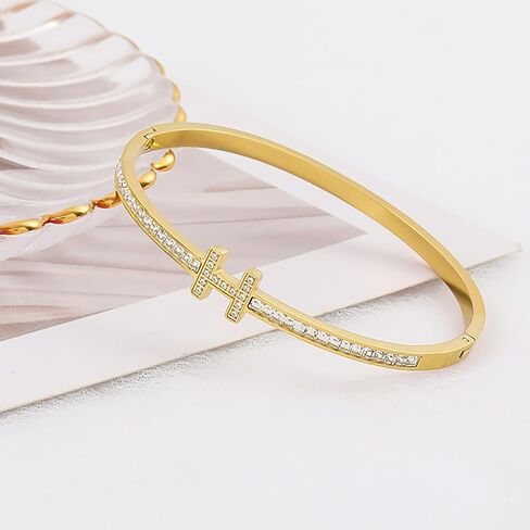 سوار مطلي بالذهب عيار 18 قيراط مرصع بالزركونيا المكعبة وحزام من الألماس للنساء in Kuwait