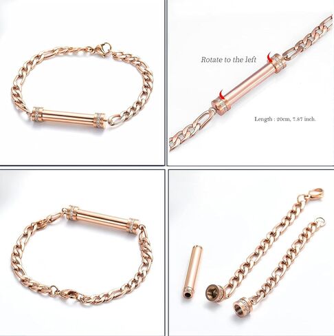 Hearbeingt Cylinder Cremation Jewelry Urn Bracelet for Ashes for Women Men Classic Crystal Cremation Memorial Bracelet Stainless Steel Keepsake Jewelry Urn Bangle Ashes Holder in Saudi Arabia