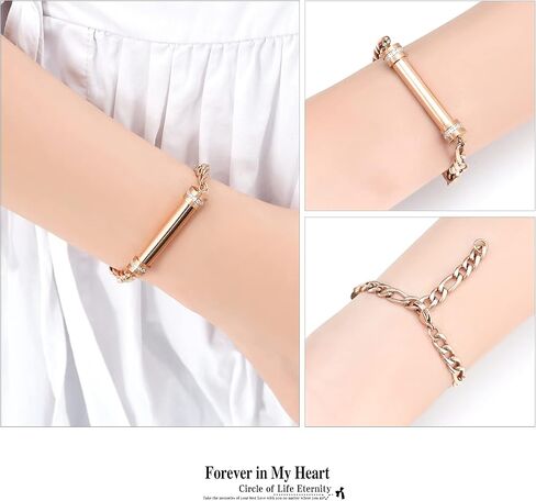 Hearbeingt Cylinder Cremation Jewelry Urn Bracelet for Ashes for Women Men Classic Crystal Cremation Memorial Bracelet Stainless Steel Keepsake Jewelry Urn Bangle Ashes Holder in Saudi Arabia