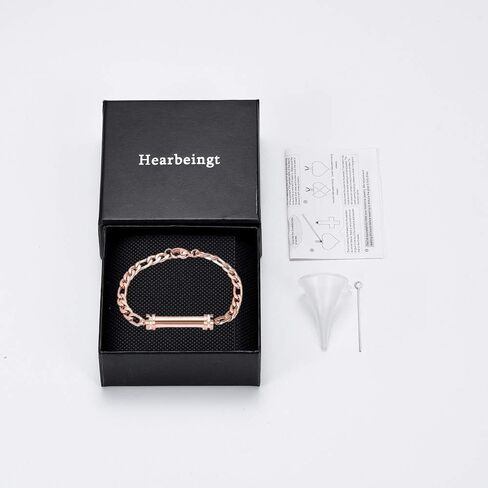 Hearbeingt Cylinder Cremation Jewelry Urn Bracelet for Ashes for Women Men Classic Crystal Cremation Memorial Bracelet Stainless Steel Keepsake Jewelry Urn Bangle Ashes Holder in Saudi Arabia