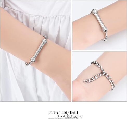 Hearbeingt Cylinder Cremation Jewelry Urn Bracelet for Ashes for Women Men Classic Crystal Cremation Memorial Bracelet Stainless Steel Keepsake Jewelry Urn Bangle Ashes Holder in Saudi Arabia