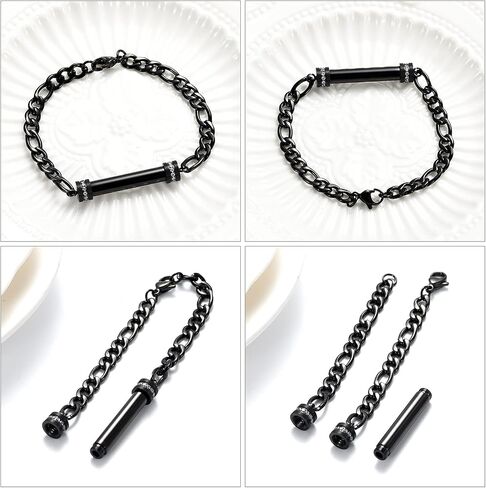 Hearbeingt Cylinder Cremation Jewelry Urn Bracelet for Ashes for Women Men Classic Crystal Cremation Memorial Bracelet Stainless Steel Keepsake Jewelry Urn Bangle Ashes Holder in Saudi Arabia