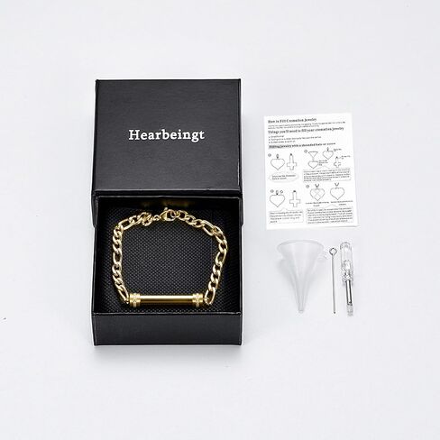 Hearbeingt Cylinder Cremation Jewelry Urn Bracelet for Ashes for Women Men Classic Crystal Cremation Memorial Bracelet Stainless Steel Keepsake Jewelry Urn Bangle Ashes Holder in Saudi Arabia