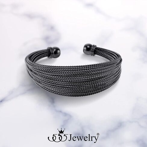 555Jewelry Stainless Steel Open Cuff Twisted Wire Bangle Bracelet for Women & Ladies in Kuwait