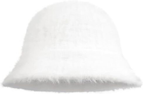 قبعة Phaiy Furry Bucket للفتيات والنساء، قبعة دلو شتوية بلون موحد، قبعة صياد من الفرو الصناعي المنفوش الدافئ in Kuwait