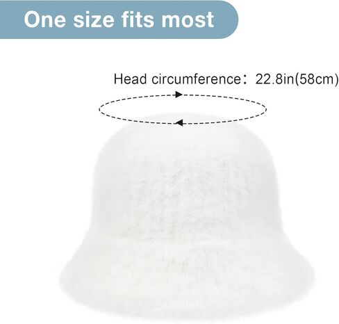 قبعة Phaiy Furry Bucket للفتيات والنساء، قبعة دلو شتوية بلون موحد، قبعة صياد من الفرو الصناعي المنفوش الدافئ in Kuwait