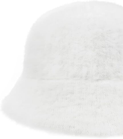 قبعة Phaiy Furry Bucket للفتيات والنساء، قبعة دلو شتوية بلون موحد، قبعة صياد من الفرو الصناعي المنفوش الدافئ in Kuwait