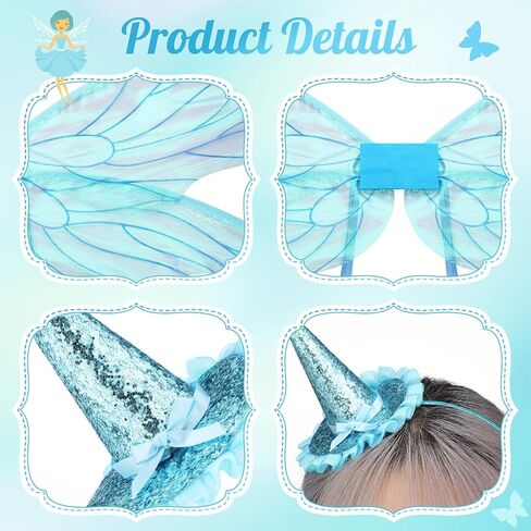 2 Pcs Fairy Costume Fairy Wings Headband Set Women Girls Dress up Angel Cosplay for Halloween Accessory in Saudi Arabia