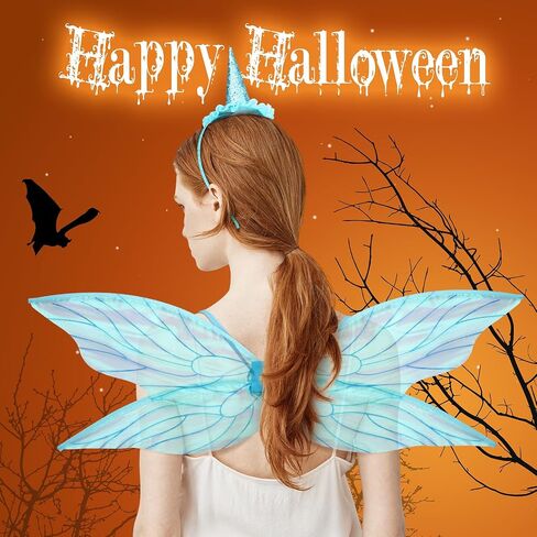 2 Pcs Fairy Costume Fairy Wings Headband Set Women Girls Dress up Angel Cosplay for Halloween Accessory in Saudi Arabia