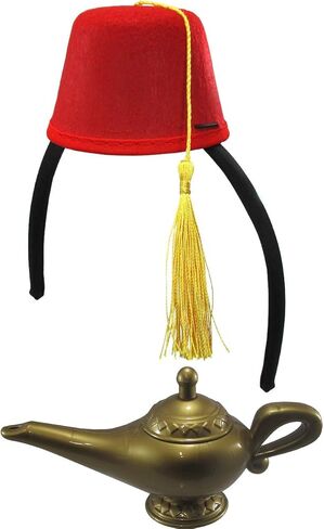 مجموعة أزياء نيكي بيجز نوفلتيز لعصابة رأس قبعة فاس الحمراء ومصباح سحري، متعددة، مقاس واحد in Kuwait