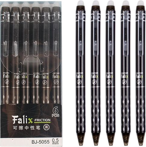 6 Pcs Erasable Gel Ink Pens Retractable Pens Black Ink Smooth Writing Pens 0.5mm Fine Point Pen Office School Pens Women Men Girls Boys Pens (Black Ink) in Saudi Arabia