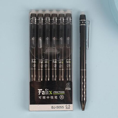 6 Pcs Erasable Gel Ink Pens Retractable Pens Black Ink Smooth Writing Pens 0.5mm Fine Point Pen Office School Pens Women Men Girls Boys Pens (Black Ink) in Saudi Arabia