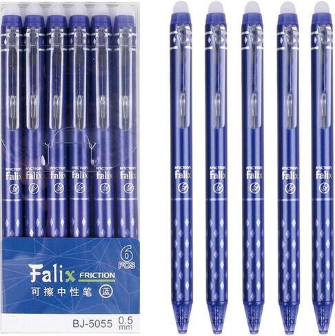 6 Pcs Erasable Gel Ink Pens Retractable Pens Black Ink Smooth Writing Pens 0.5mm Fine Point Pen Office School Pens Women Men Girls Boys Pens (Black Ink) in Saudi Arabia