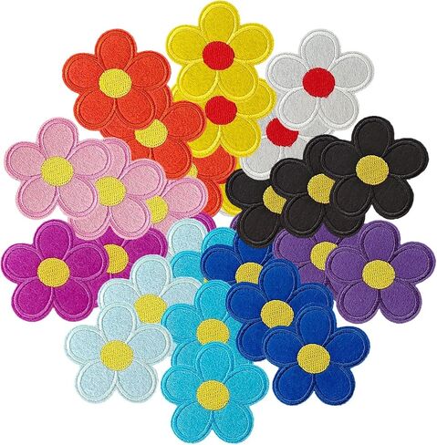 80PCS Random Assorted Styles Embroidered Patches, Bright Colors, Sew/Iron on Applique Patches for Dresses, Backpacks, Hats, Jeans in Saudi Arabia