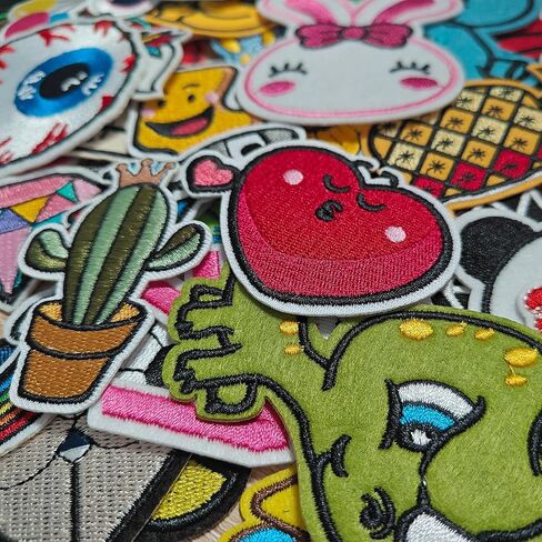 80PCS Random Assorted Styles Embroidered Patches, Bright Colors, Sew/Iron on Applique Patches for Dresses, Backpacks, Hats, Jeans in Saudi Arabia