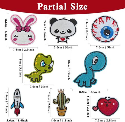 80PCS Random Assorted Styles Embroidered Patches, Bright Colors, Sew/Iron on Applique Patches for Dresses, Backpacks, Hats, Jeans in Saudi Arabia