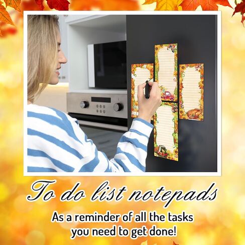مجموعة من 4 دفاتر ملاحظات مغناطيسية من Whaline، قائمة عيد الشكر، لوحة ورقية للمهام الخريفية، قائمة تسوق بقالة الخريف، لوحة مذكرة بنمط تركيا للحصاد، لوحة خدش للتذكير بالثلاجة، 7.5 × 3.2 بوصة in Kuwait