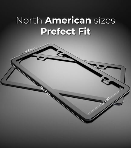Gloss Black License Plate Frame - 2-Hole Sleek Style, Stainless Steel, Premium Metal Durability, Easy Install, 2-Pack Gift Box - Polished Mirror Finish in Saudi Arabia