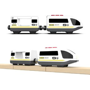 Electric Motorized Train Battery Operated Vehicles Magnetic Connection Bullet Trains with Powerful Engine Compatible with All Major Brands Wooden Track Gift for Toddlers and Kids