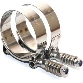 LTI 2 Pack 2.16"-2.48" Spring Loaded T Bolt Clamp Constant Tension Full 304 Stainless Steel for 2" ID Hose (55mm-63mm)