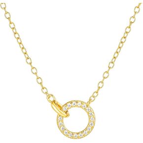 CAITLYNMINIMALIST 18K Gold Sterling Silver Interlocking Connected Infinity Pave CZ Diamond Adjustable Dainty Necklace Gift for Her