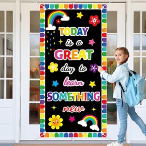 Wiooffen Classroom Colorful Welcome Door Cover Banner Back to School Classroom Decorations Wall Door Decor Porch Sign for Kindergarten Preschool Elementary(TODAY IS A GREAT DAY TO LEARN SOMETHING NEW)