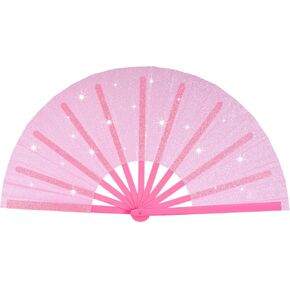 13 بوصة كبيرة بريق الهذيان مروحة اليد قابلة للطي، مهرجان Clack مروحة النهضة مروحة الخيزران مروحة قابلة للطي الصينية الكونغ فو مروحة هدية مروحة الحرفية مروحة الرقص (الوردي) in Kuwait