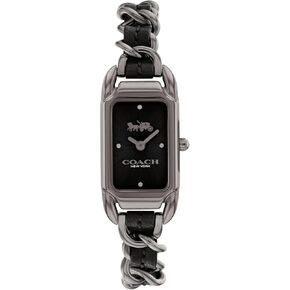 COACH Cadie Women's Watch - 2H Quartz Watch with Genuine Coach Leather on a Chainlink Bracelet - Water Resistant 3 ATM/30 Meters - Gift for Her - Premium Fashion Timepiece for Everyday Style - Adjustable- 17.50mm