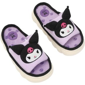 Bioworld Kuromi 3D Character Face Art Women's Purple Open-Toed Slide Slippers