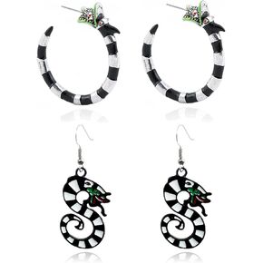 Coral Snake Earrings Halloween Horror Snake Hoop Earrings Gothic Earrings for Women Cosplay Costume Halloween Accessories