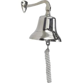 Deco 79 Brass Metal Bell Decorative Bell with Rope Detailing, 6" x 8" x 7", Silver